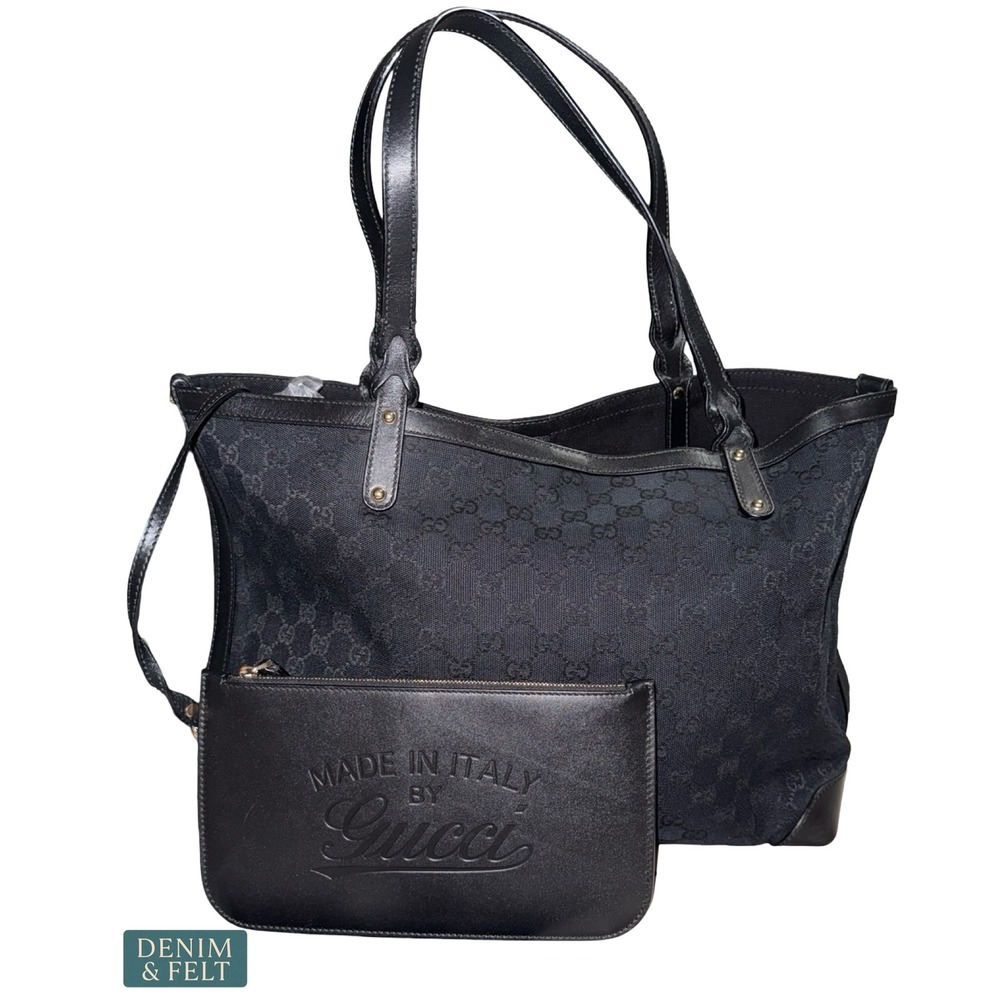 Gucci Monogram Medium Craft Tote Black GG Canvas Leather Shoulder Bag 247209 - Picture 6 of 16